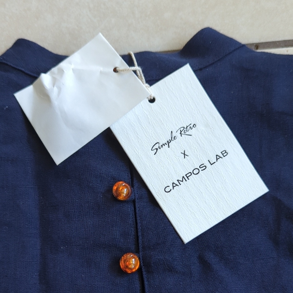 Embroidered Ruffle Long-Sleeve Top - Navy - Picture 7 of 9